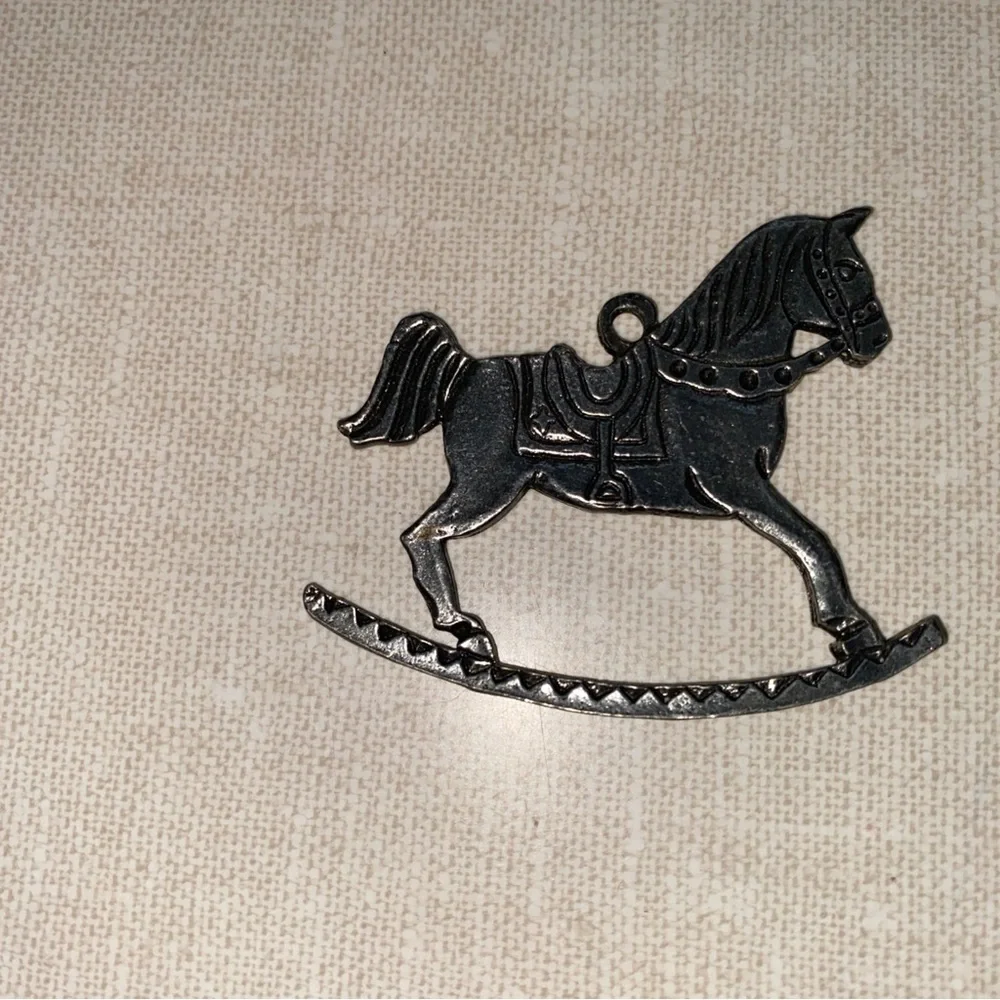 Olde Country Reproductions Pewter Rocking Horse Christmas‎ Ornament